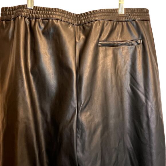 DKNY Faux Leather Black Elastic Jogger Pants Women's XL - Picture 8 of 8